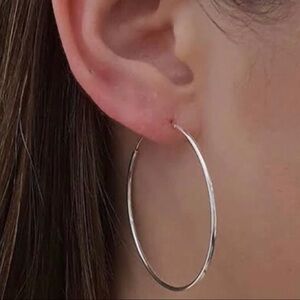 Argento Vivo 925 Sterling Silver Medium Hoop Earrings